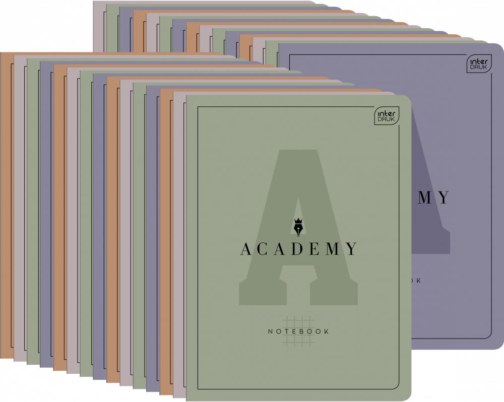 30x Zeszyt w kratkę Interdruk Academy, A5, 32 kartki, mix kolorów