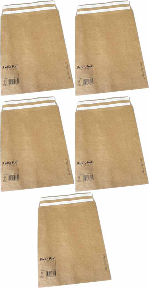 5x Koperta rozszerzana NC, 340x420mm, z 2 paskami HK, 10 sztuk, brązowy