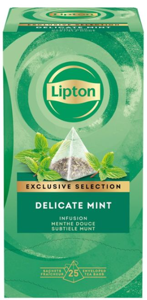 Herbata ziołowa w piramidkach Lipton Exclusive Selection Delicate Mint, 25 sztuk x 1.1g