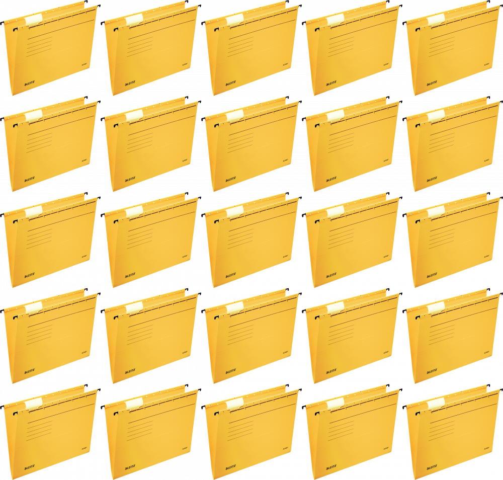 25x Teczka zawieszkowa kartonowa Leitz Alpha, A4, 348x260mm, 230g/m2, żółty