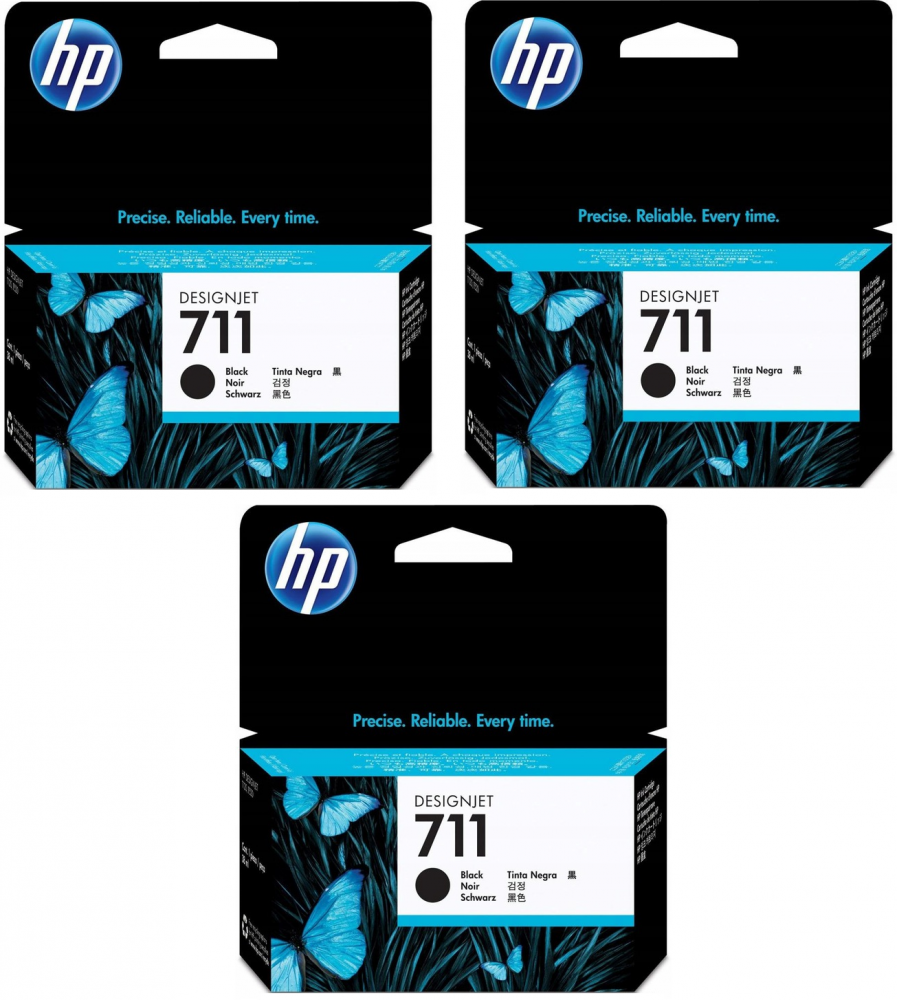 3x Tusz HP 711 (CZ129A), 38 ml, black (czarny)