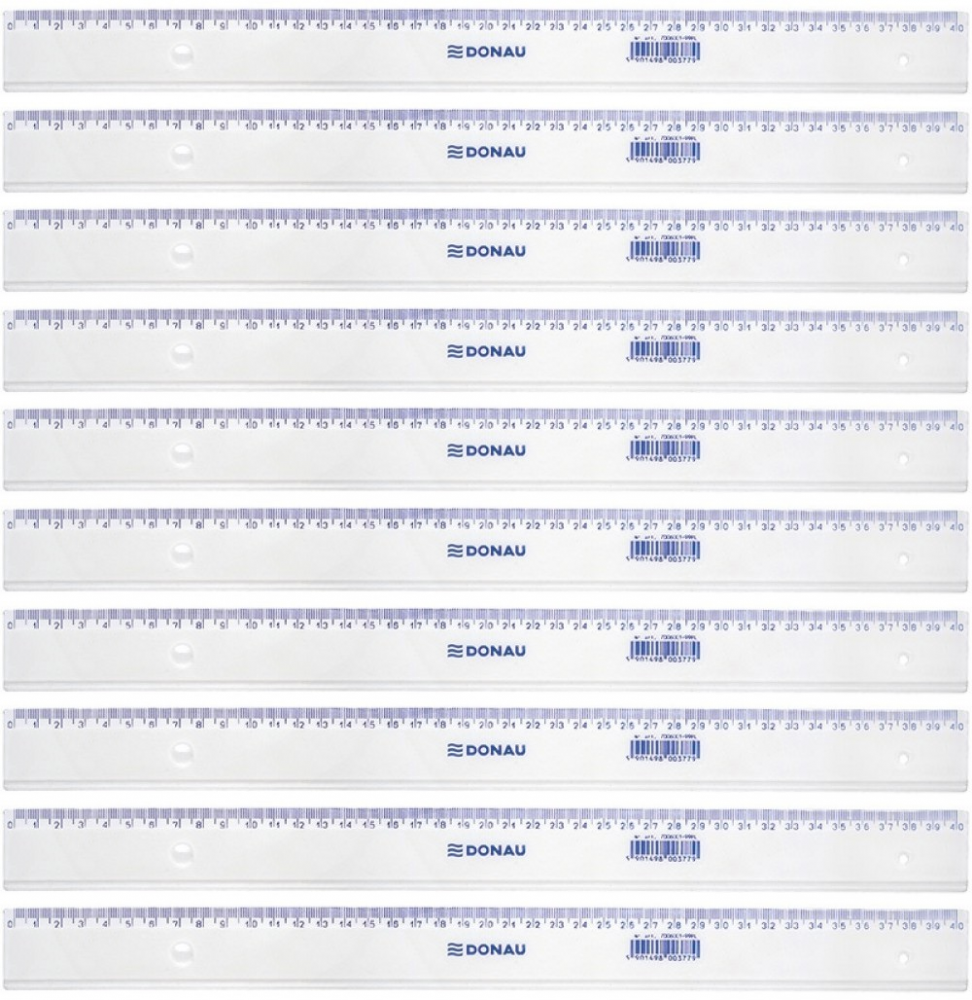 10x Linijka plastikowa Donau, 40cm, transparentny