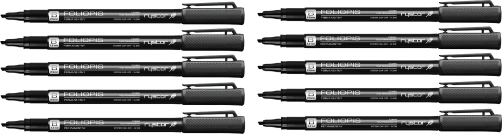 10x Foliopis Rystor, FB, ścięta, 2.5mm, czarny