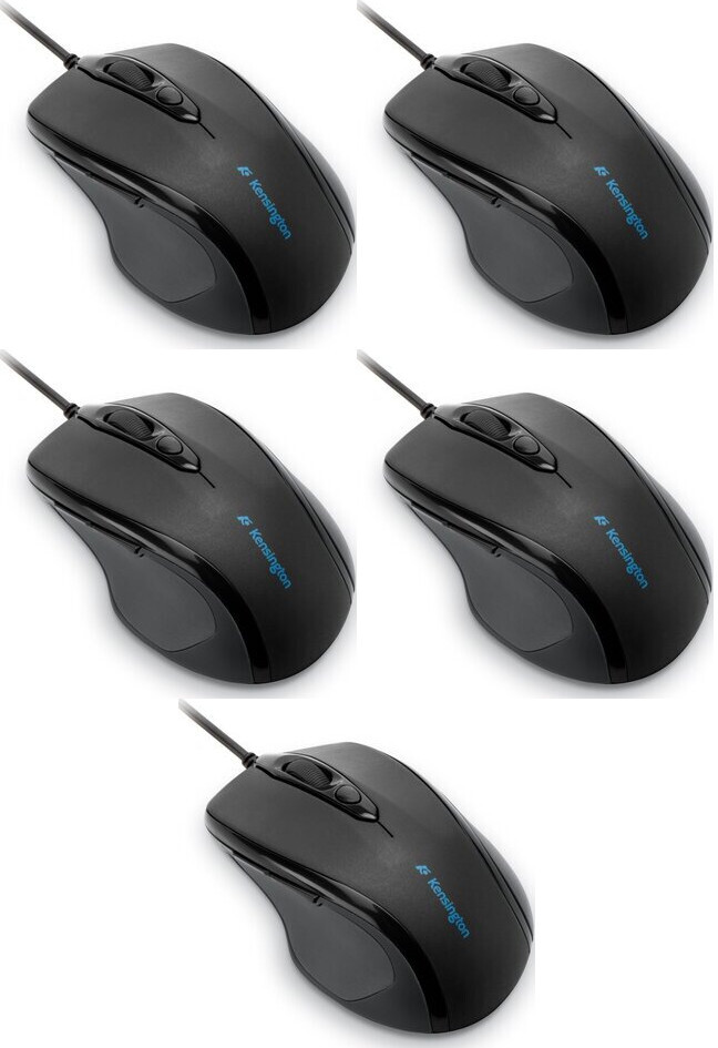5x Mysz przewodowa Kensington, Pro Fit, średniowymiarowa, optyczna, czarny