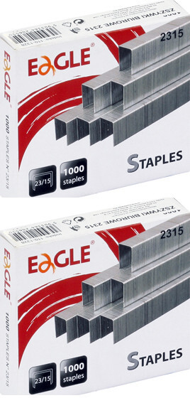 2x Zszywki specjalistyczne Eagle, 23/15, 1000 sztuk, srebrny