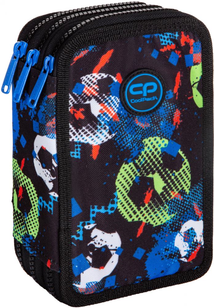 Piórnik szkolny CoolPack Jumper 3 Football Blue, 3-komorowy, z wyposażeniem