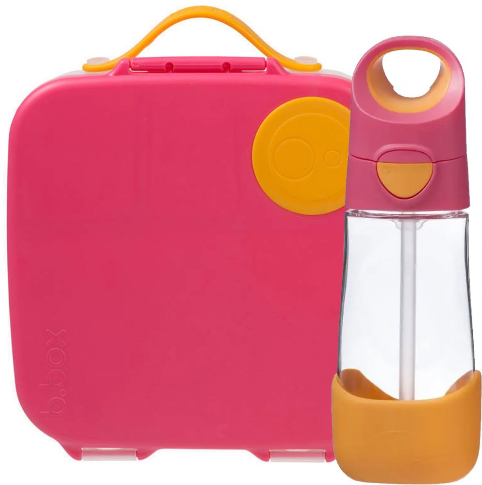 Zestaw: Lunchbox z wkładem chłodzącym + bidon na wodę ze słomką B.Box Strawberry Shake