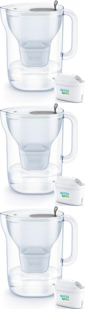 3x Dzbanek filtrujący Brita Style XL, 3.6l, szary + 1 wkład Maxtra Pro Pure Performance