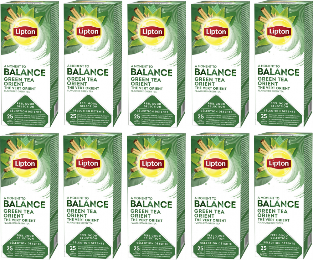 10x Herbata zielona smakowa w kopertach Lipton Classic Green Tea Orient, 25 sztuk