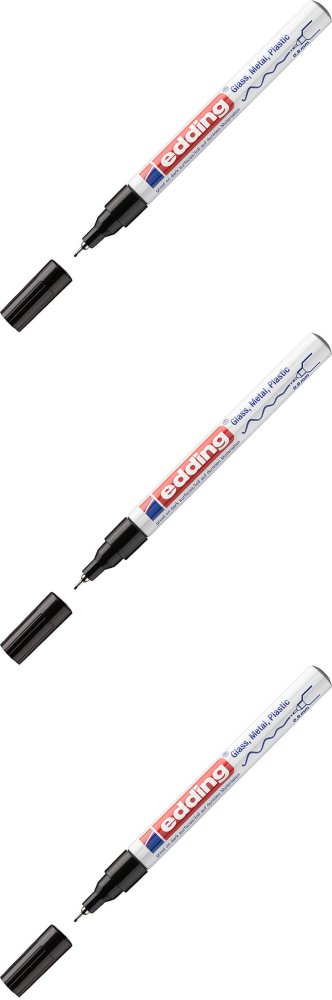 3x Marker olejowy połyskujący edding 780, okrągła, 0.8mm, 1 sztuka czarny