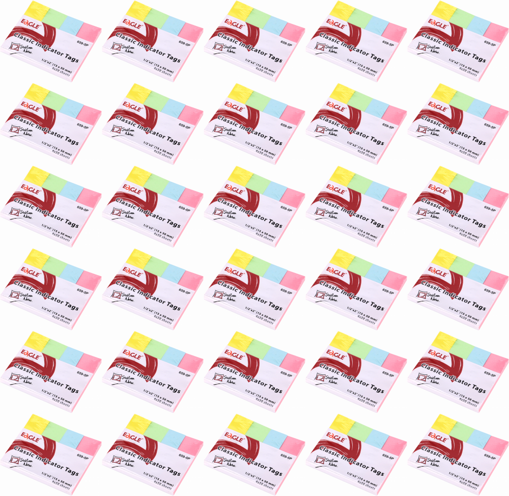 50x Zakładki samoprzylepne Eagle proste, indeksujące, papier, 15x50mm, 4x50 sztuk, mix kolorów