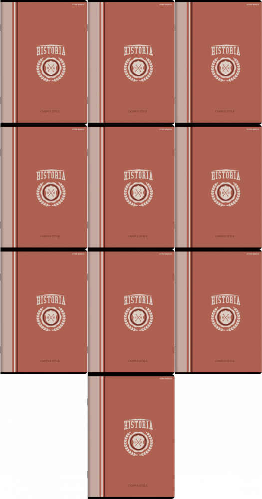 10x Zeszyt przedmiotowy w kratkę TOP 2000 Megamix Historia, A5, 60 kartek, mix wzorów