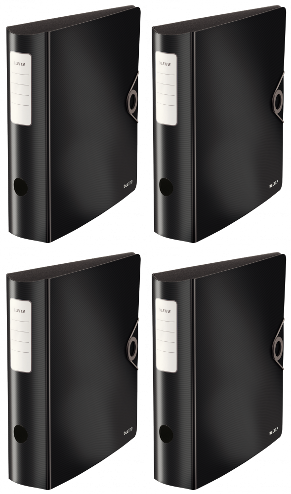 4x Segregator A4 Leitz Solid Active, PP, 82mm, do 500 kartek, czarny