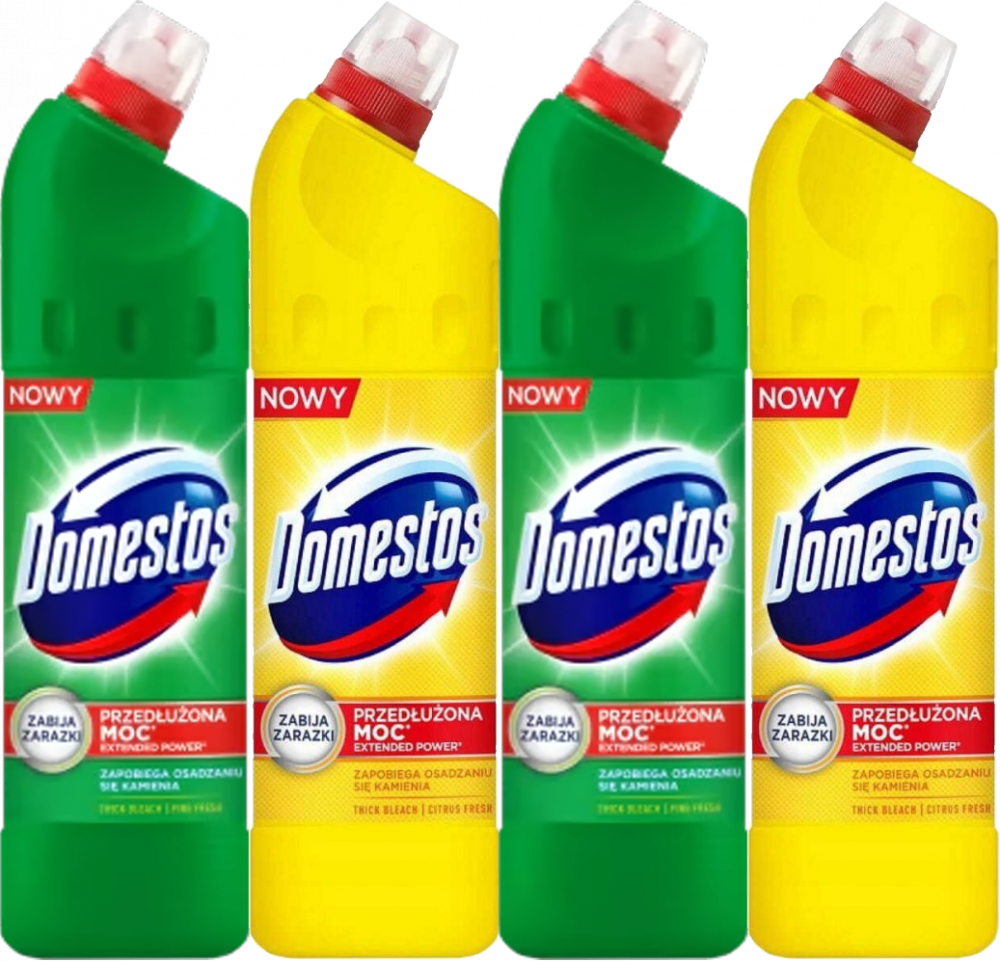 Zestaw 4x Płyn do czyszczenia toalet Domestos, 2x leśny i 2x citrus, 1l