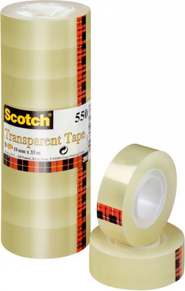 Taśma klejąca Scotch 550, 19mmx33m , 8 sztuk, przezroczysty