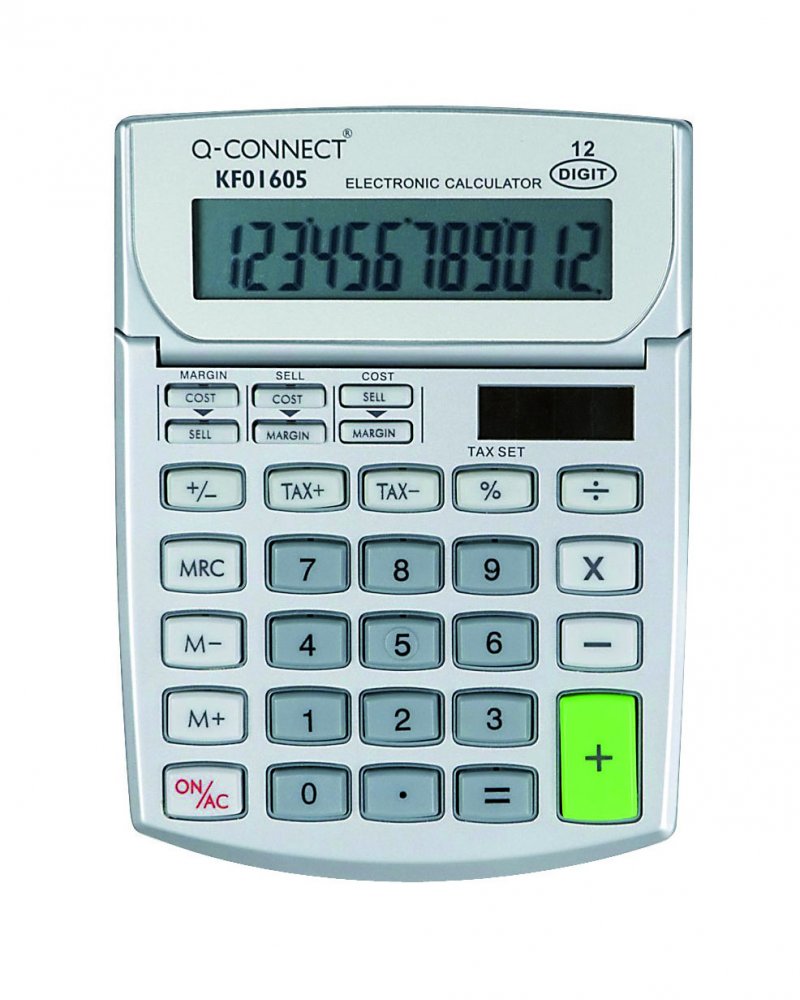 Kalkulator biurowy Q-Connect KF01605, 12 cyfr, srebrny