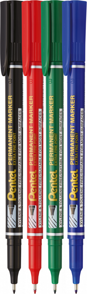 Zestaw: 4x Foliopis Pentel NF450, okrągła, 1.6mm, mix kolorów (zielony, niebieski, czerwony, czarny)