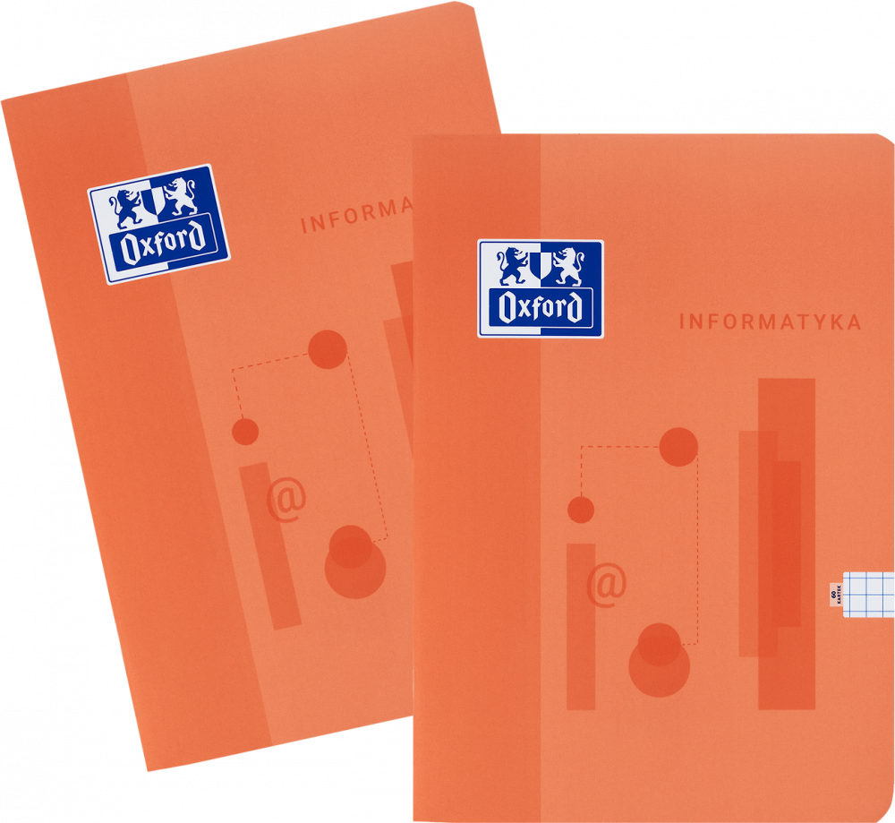 2x Zeszyt przedmiotowy w kratkę Oxford Informatyka, A5, miękka oprawa, 60 kartek, pomarańczowy