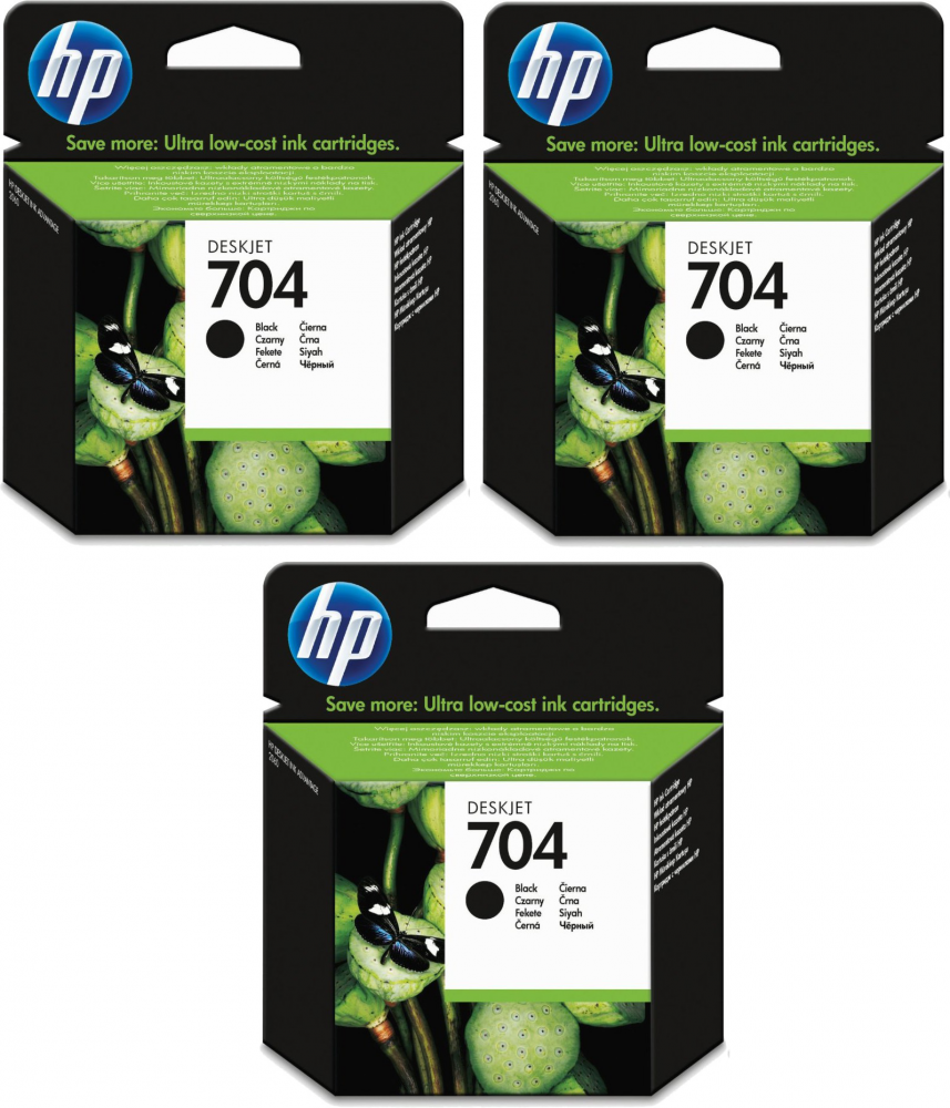 3x Tusz Hp 704 (CN692AE), 480 stron, black (czarny)