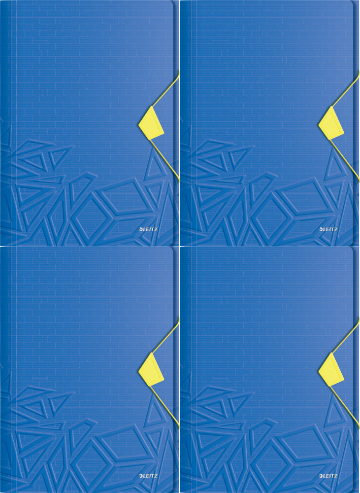 4x Teczka plastikowa z gumką Leitz Urban Chic, A4, 15 mm, niebieski