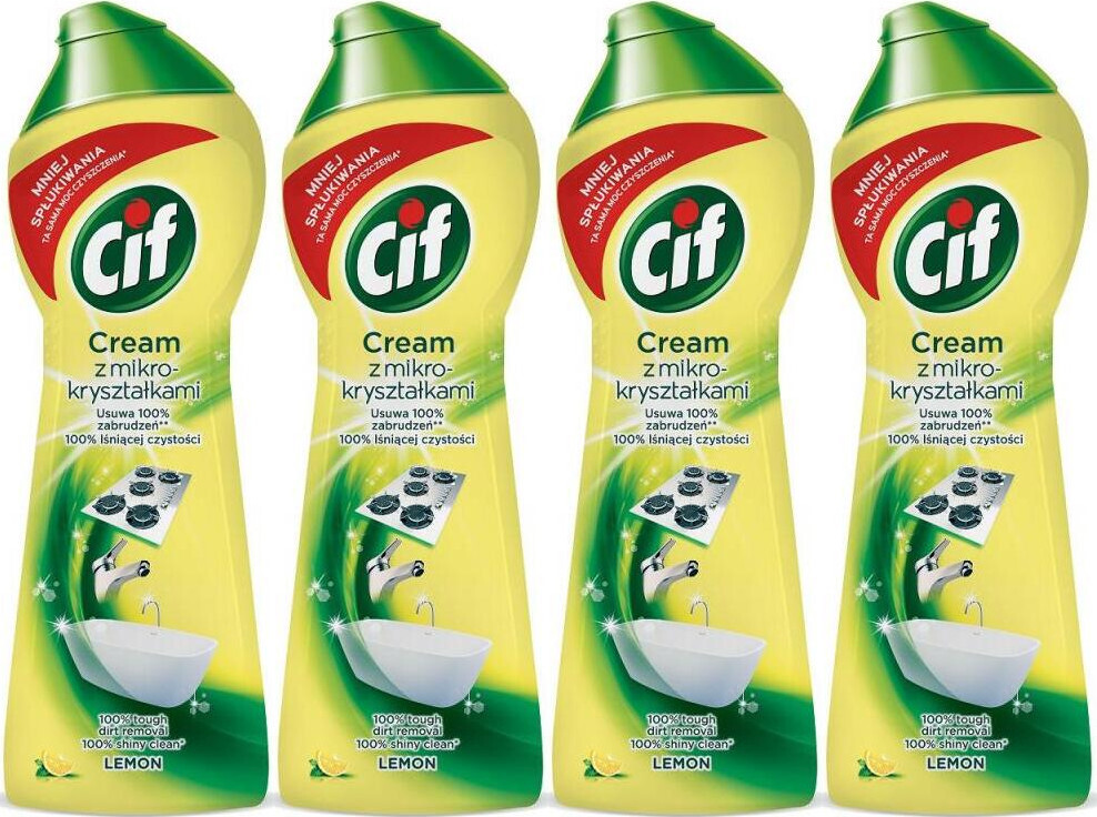 4x Mleczko do czyszczenia Cif Cream Lemon, cytrynowy, 780g
