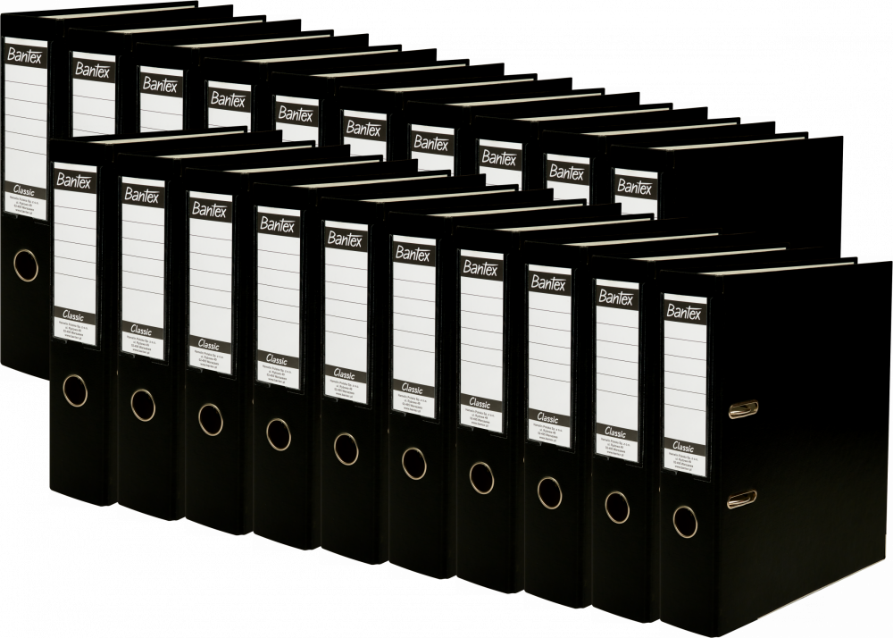 20x Segregator A4 Bantex Budget Classic, 75mm, do 500 kartek, czarny