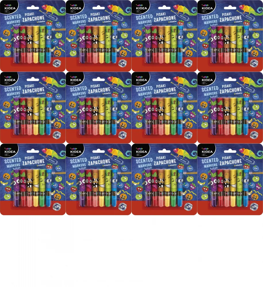 12x Pisaki zapachowe Kidea, 6 sztuk, mix kolorów