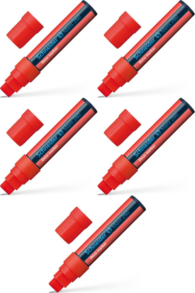 5x Marker kredowy Schneider Maxx 260 Deco, 5-15 mm, czerwony