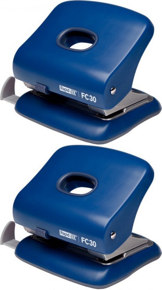 2x Dziurkacz Rapid FC30, do 30 kartek, niebieski