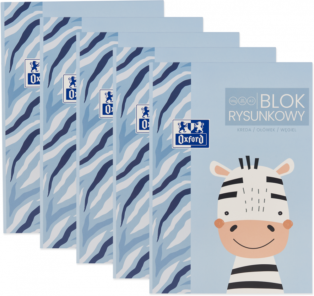5x Blok rysunkowy Oxford Kids, A2, 20 kartek, biały