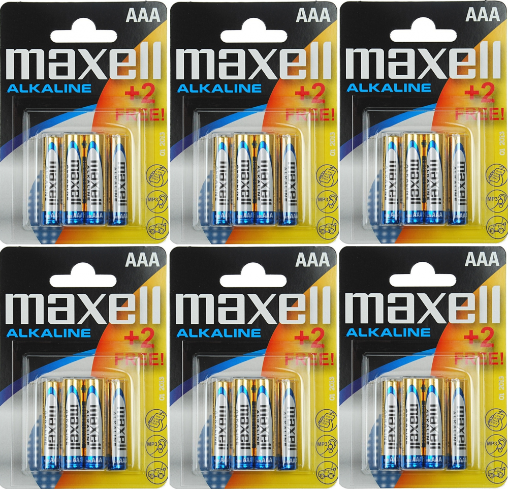 6x bateria alkaliczna Maxell, AAA, 6 sztuk