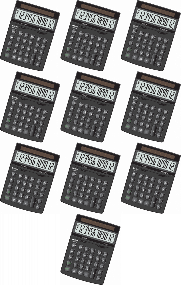 10x Kalkulator biurowy Eleven ECC-310, ekologiczny, 12 cyfr, czarny