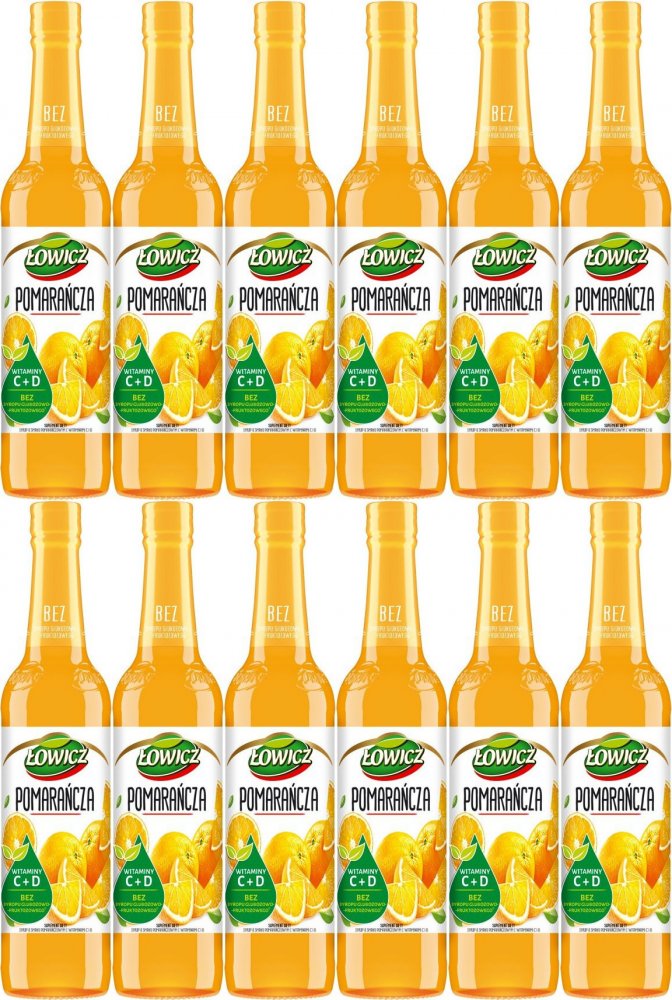 12x Syrop Łowicz, pomarańczowy, 400ml