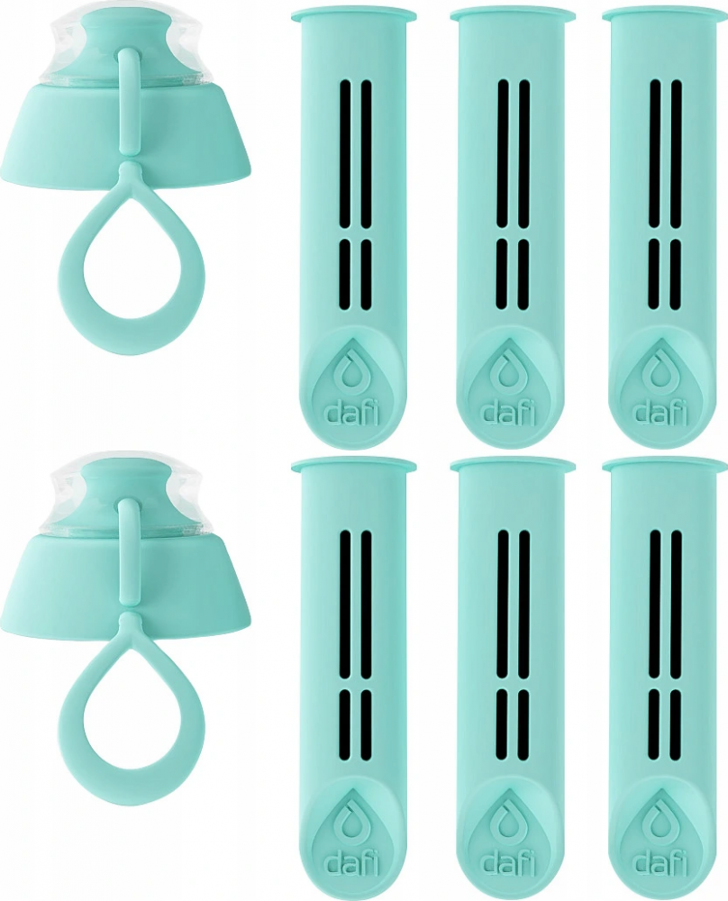 2x Filtr do butelki filtrującej Dafi, 3 sztuki + 1 zakrętka, miętowy