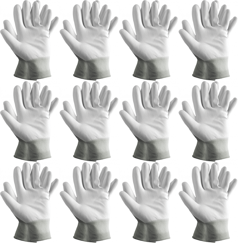 12x Rękawice robocze Reis, Rtepo WW, powlekane, rozmiar 10, biały