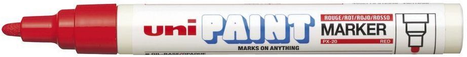 Marker olejowy Uni PX-20, okrągła, 2.2-2.8mm, czerwony