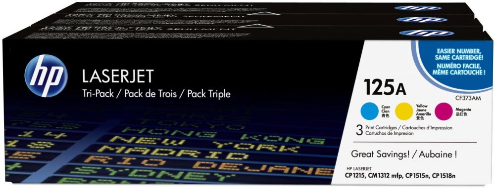 Toner HP 125A (CF373AM), 3 x 1400 stron, CMY cyan (błękitny), magenta (purpurowy), yellow (żółty)