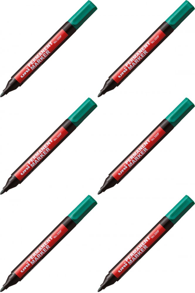 6x Marker permanentny Uni 320F, okrągła, zielony