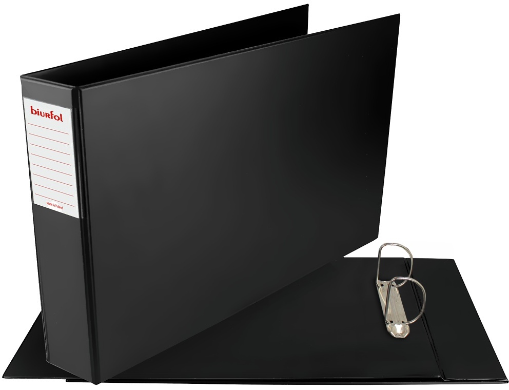 Segregator ringowy poziomy Biurfol, A3, szerokość grzbietu 70mm, do 500 kartek, czarny