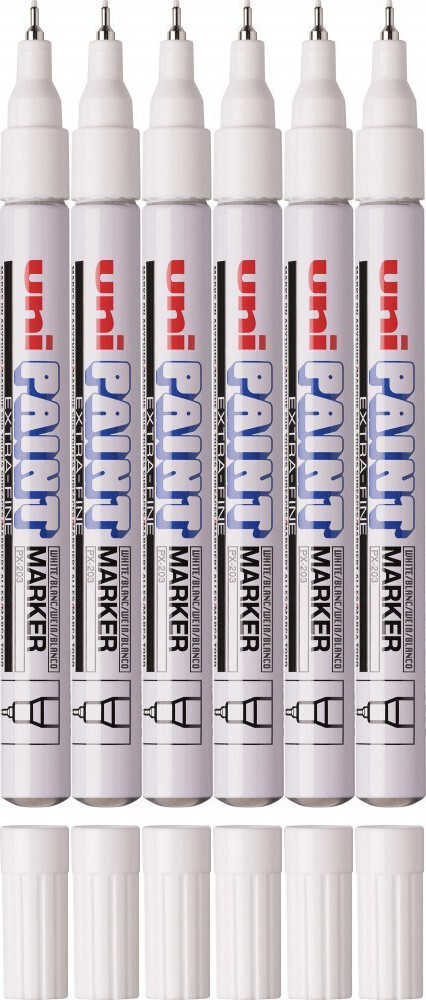 6x Marker olejowy Uni PX-203, 0.8mm, biały