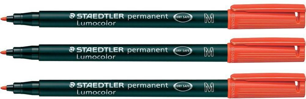 3x foliopis Staedtler Lumocolor, okrągła, 0.8-1mm (M), czerwony