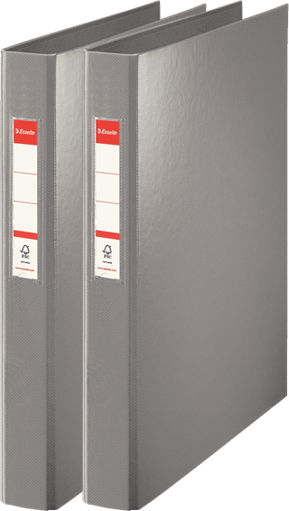 2x Segregator Esselte Vivida, A4, szerokość grzbietu 42mm, do 190 kartek, 4 ringi, szary