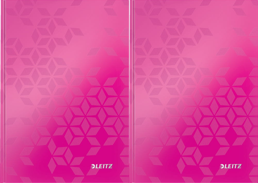 2x Zeszyt w kratkę Leitz Wow, A5, twarda oprawa, 80 kartek, różowy