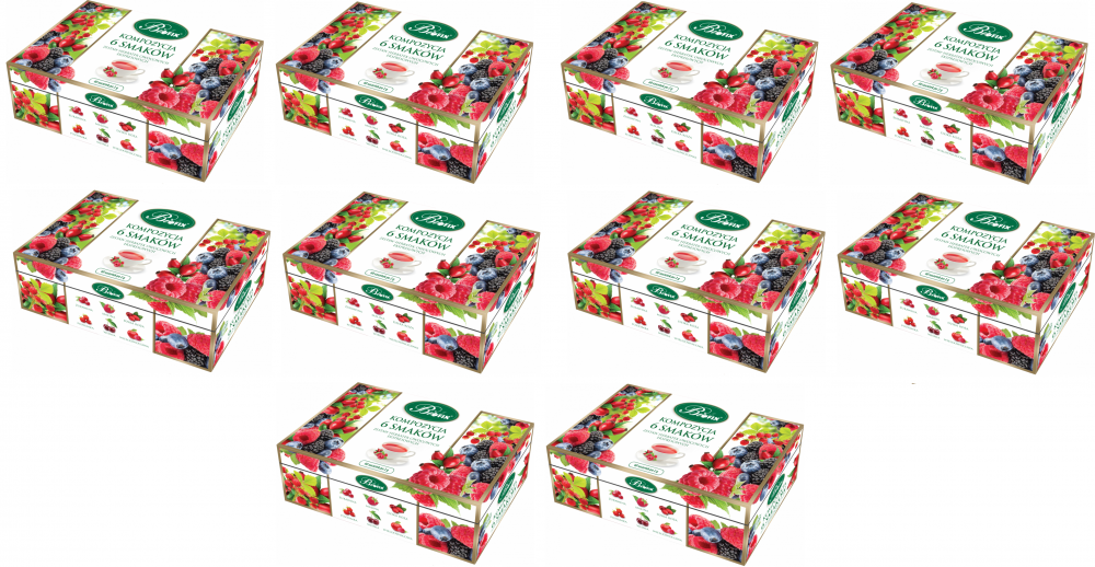 10x Zestaw herbat w kopertach BiFix, Kompozycja 6 herbat owocowych, 6 smaków, 60 sztuk x 2g