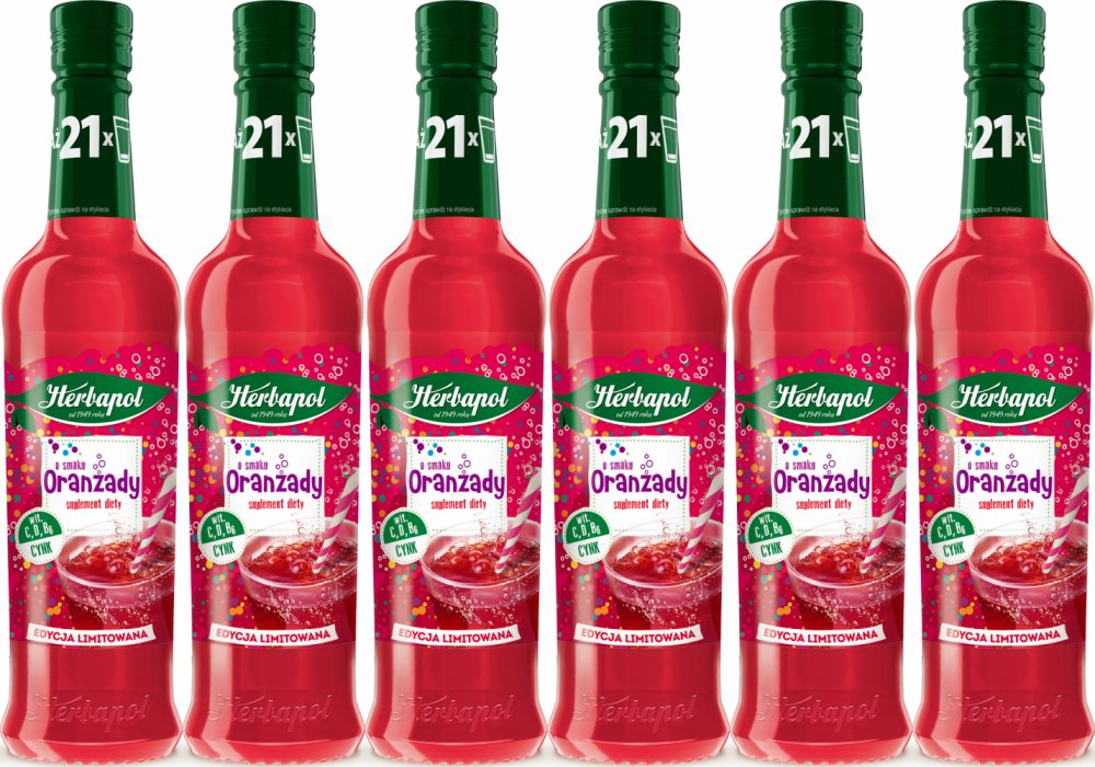 6x Syrop Herbapol Sezonowe Smaki, oranżada, 420ml