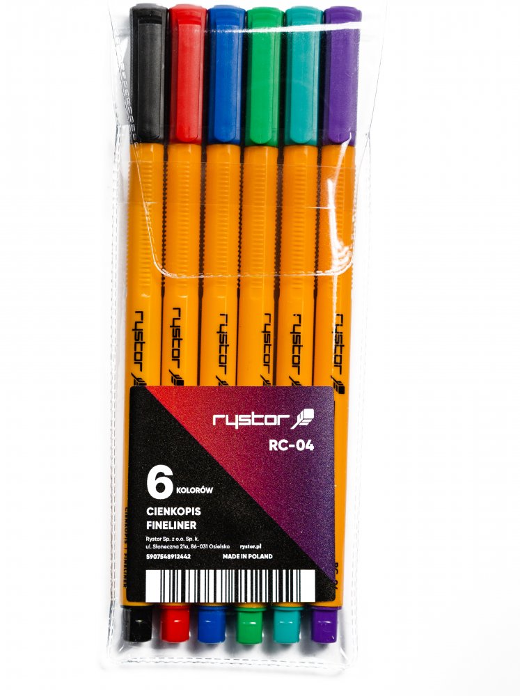 Cienkopis Rystor, RC-04, 0.4mm, 6 sztuk, mix kolorów