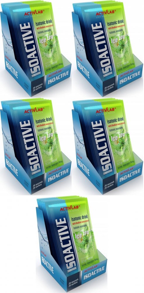 5x Napój izotoniczny Activlab Isoactive, w saszetkach, herbata z trawą cytrynową, 20 sztuk x 31.50g