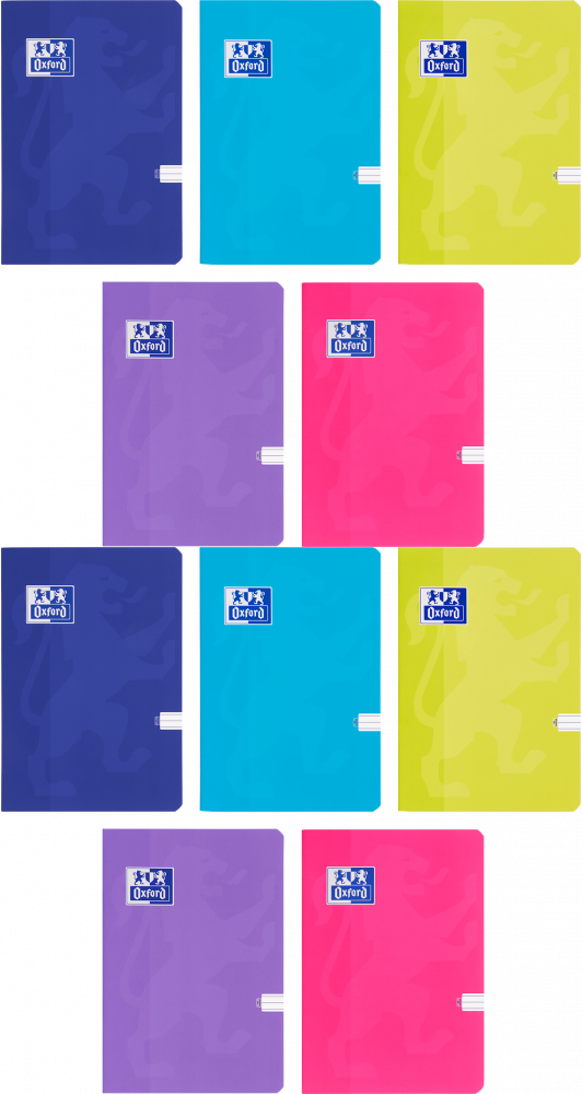 10x Zeszyt w linie Oxford Touch, A4, miękka oprawa, 60 kartek, mix kolorów