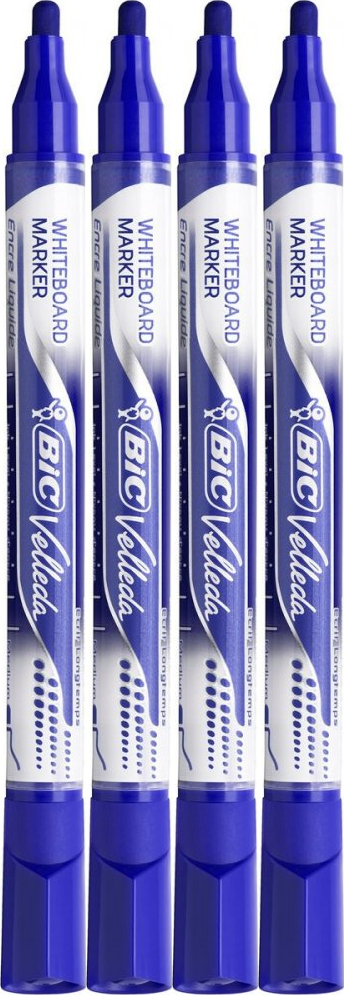 4x Marker suchościeralny BIC Velleda, Liquid Ink Pocket, okrągła, 4.2 mm, niebieski