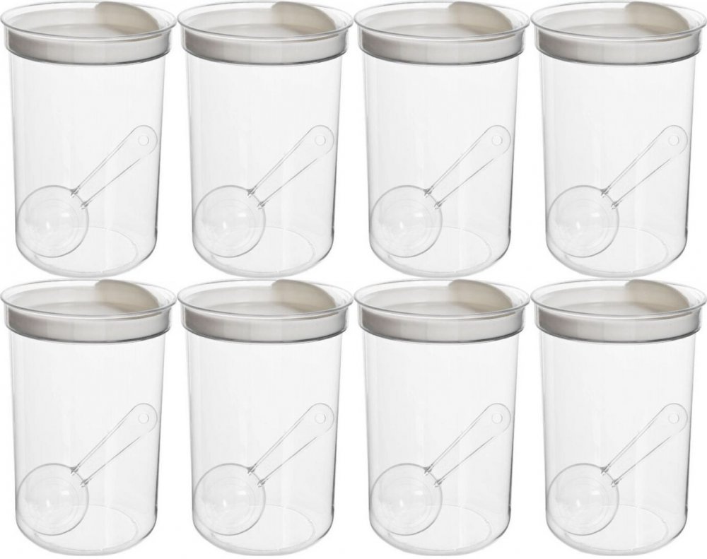 8x Pojemnik do przechowywania artykułów sypkich Curver, 1.7l, z łyżeczką, transparentny